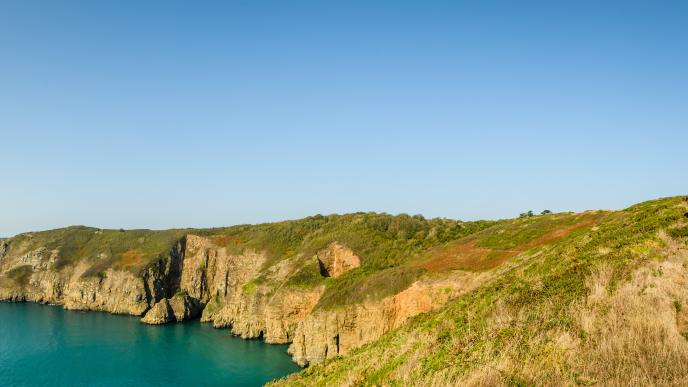 sark's coastline on a sunny day